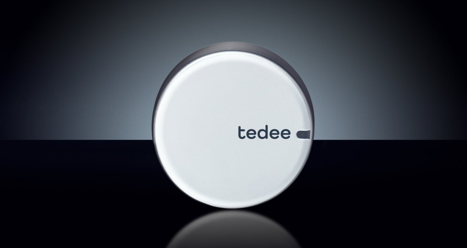 Tedee smart lock on dark background