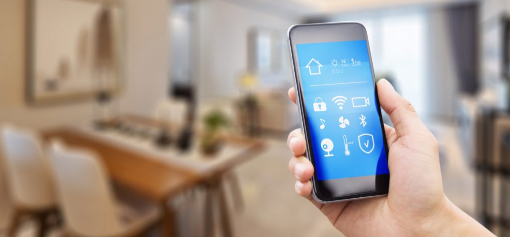 View of the smart home management application