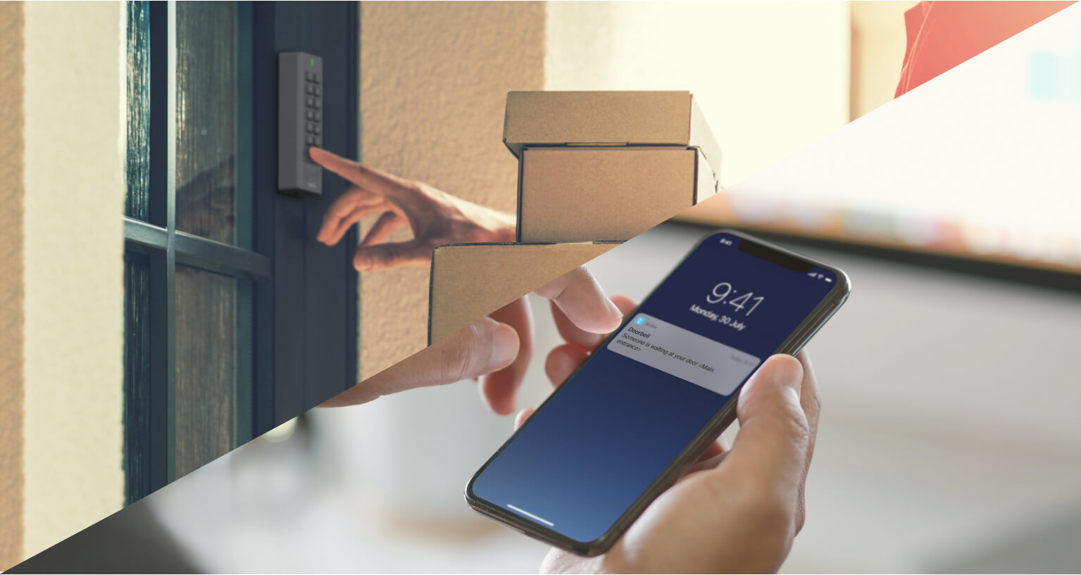 Courier using the keypad and receiving an in-app notification
