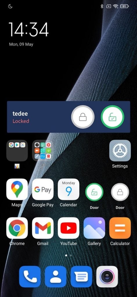 Android startskærm - tedee widget