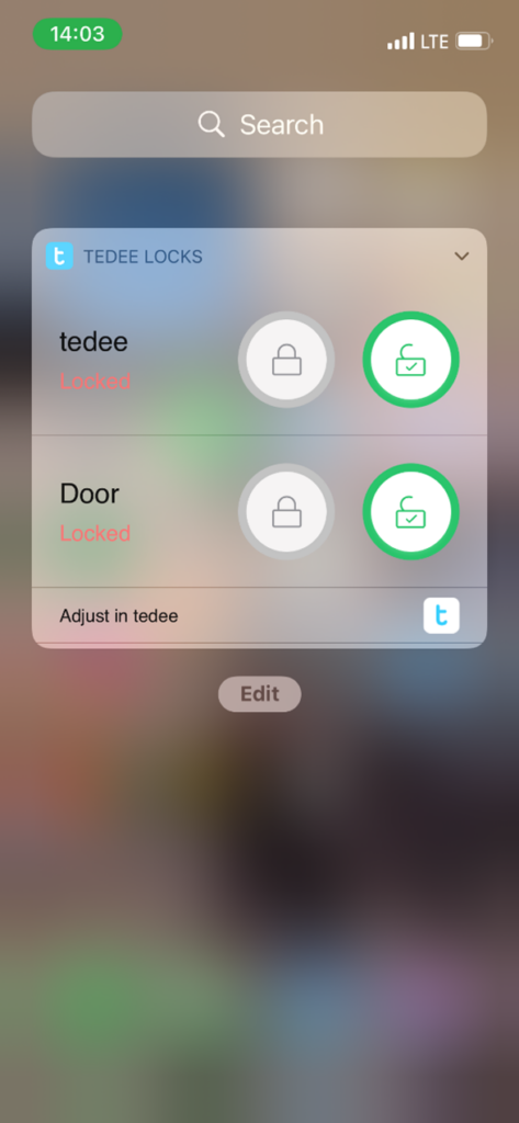 The tedee widget for iOS