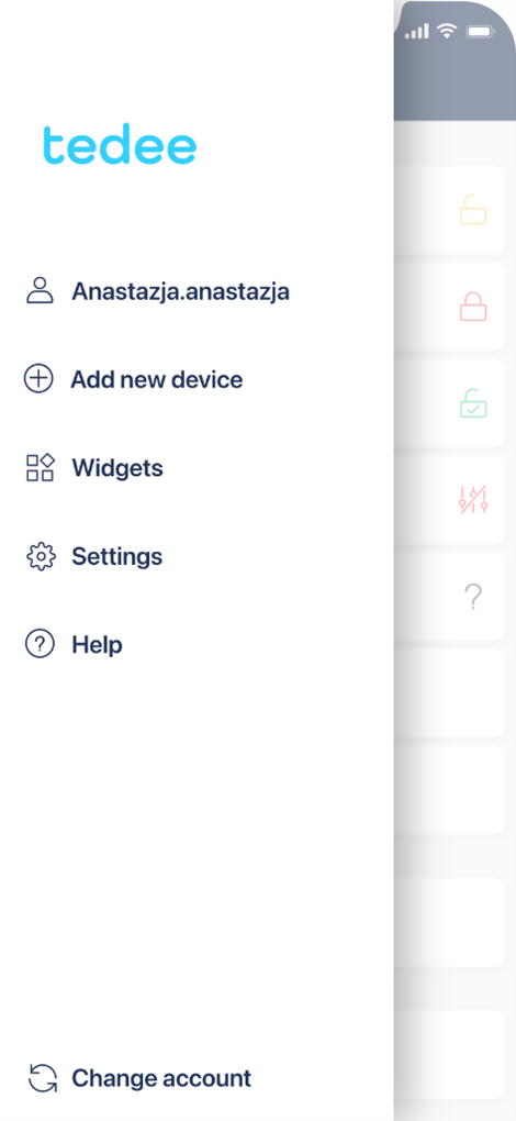 How to enable widgets in the tedee app - step 1
