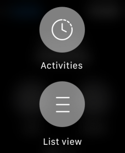 A view of the tedee app on a smartwatch - "Control options"