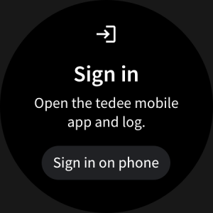 The tedee app on a smartwatch - sign in