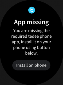 The tedee app on a smartwatch - app missing