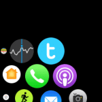 Uma vista da aplicação tedee num smartwatch - "Ecrã de estado"