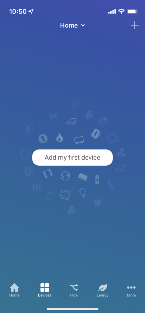 homey app - add my first device tab