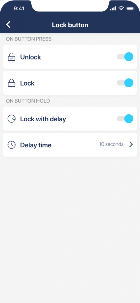 tedee app lock button settings