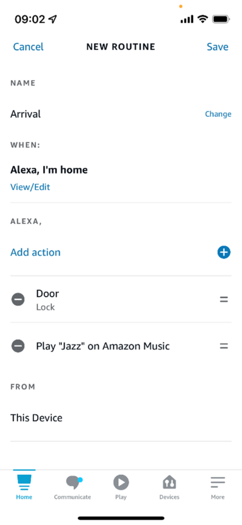 novo separador de rotina na aplicação alexa