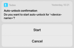 auto unlock confirmation
