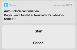 auto unlock confirmation