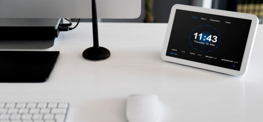 smart home hub placed on the desk
