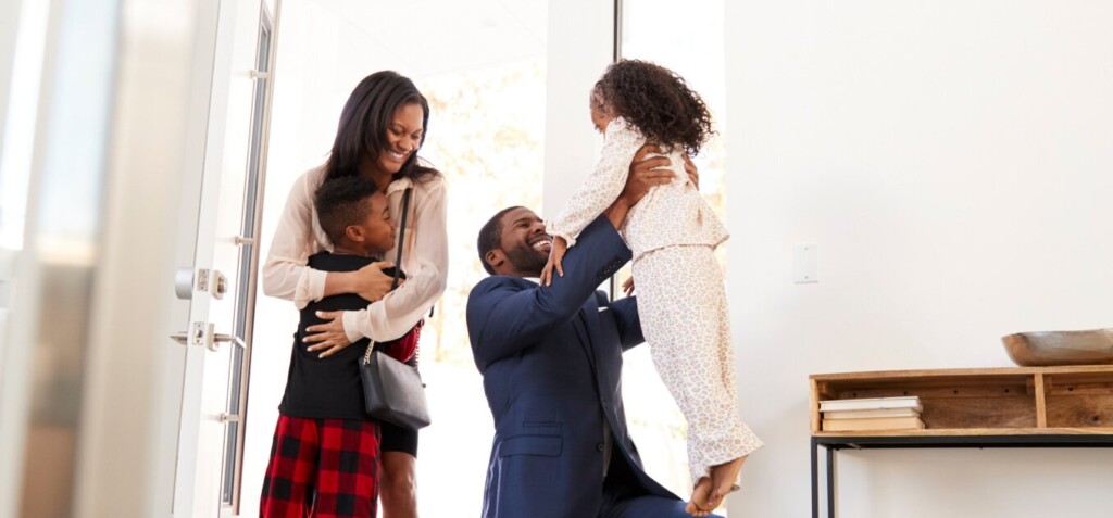 children greeting their parents