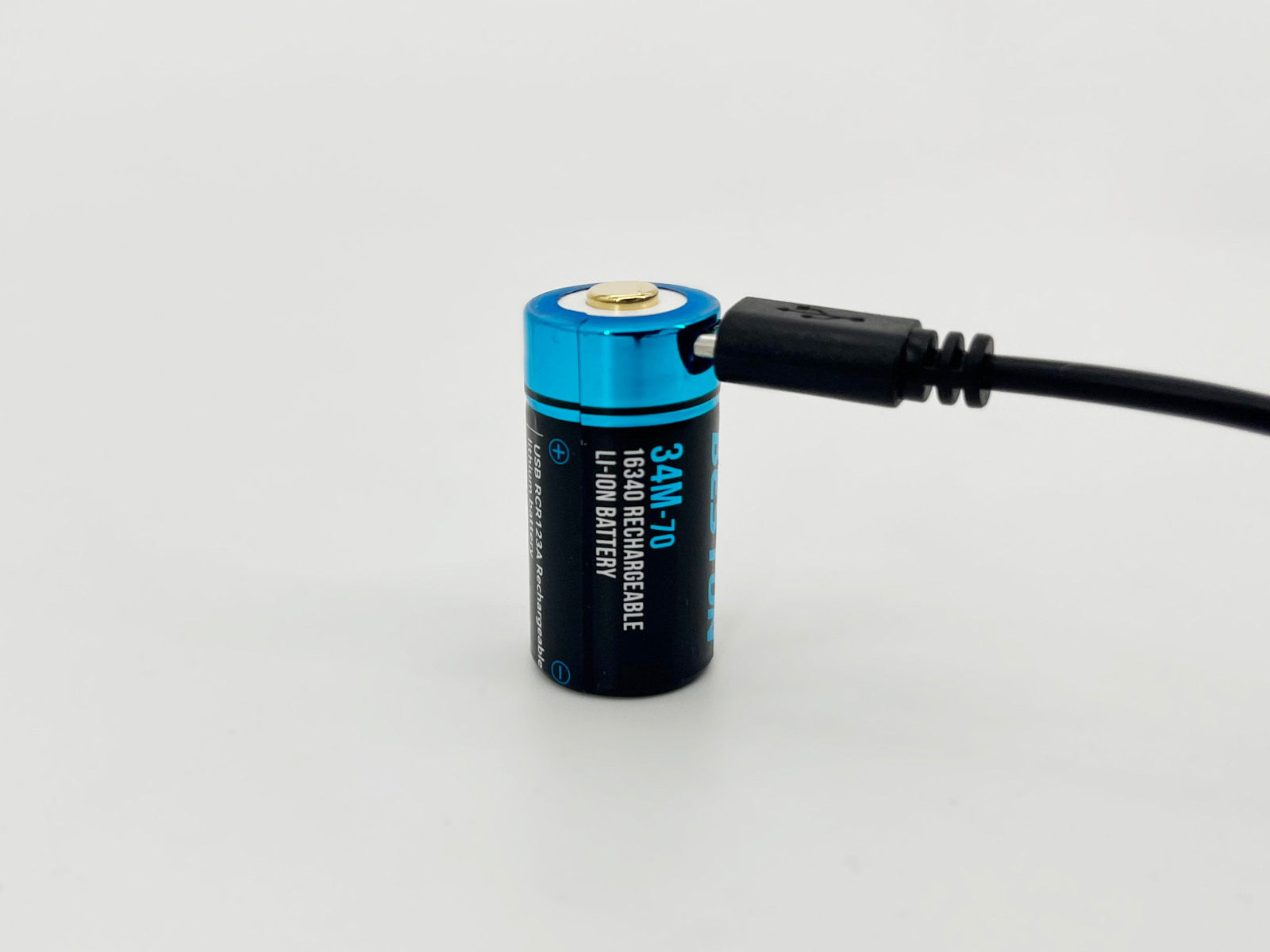 RCR123A Rechargeable Battery With a USB Cable