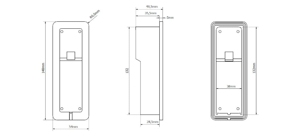 Soporte empotrado Tedee Keypad PRO 7 box measurements Photoroom