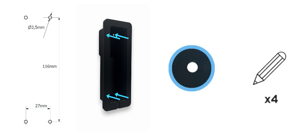 Soporte empotrado Tedee Keypad PRO 8 flushholesmeasurements Photoroom