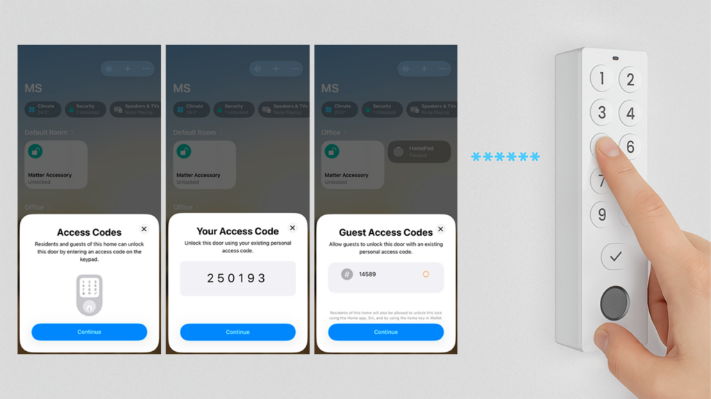 Tedee GO(2): Matter 17 keypad pin